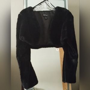 Cropped Black Faux Fur Jacket